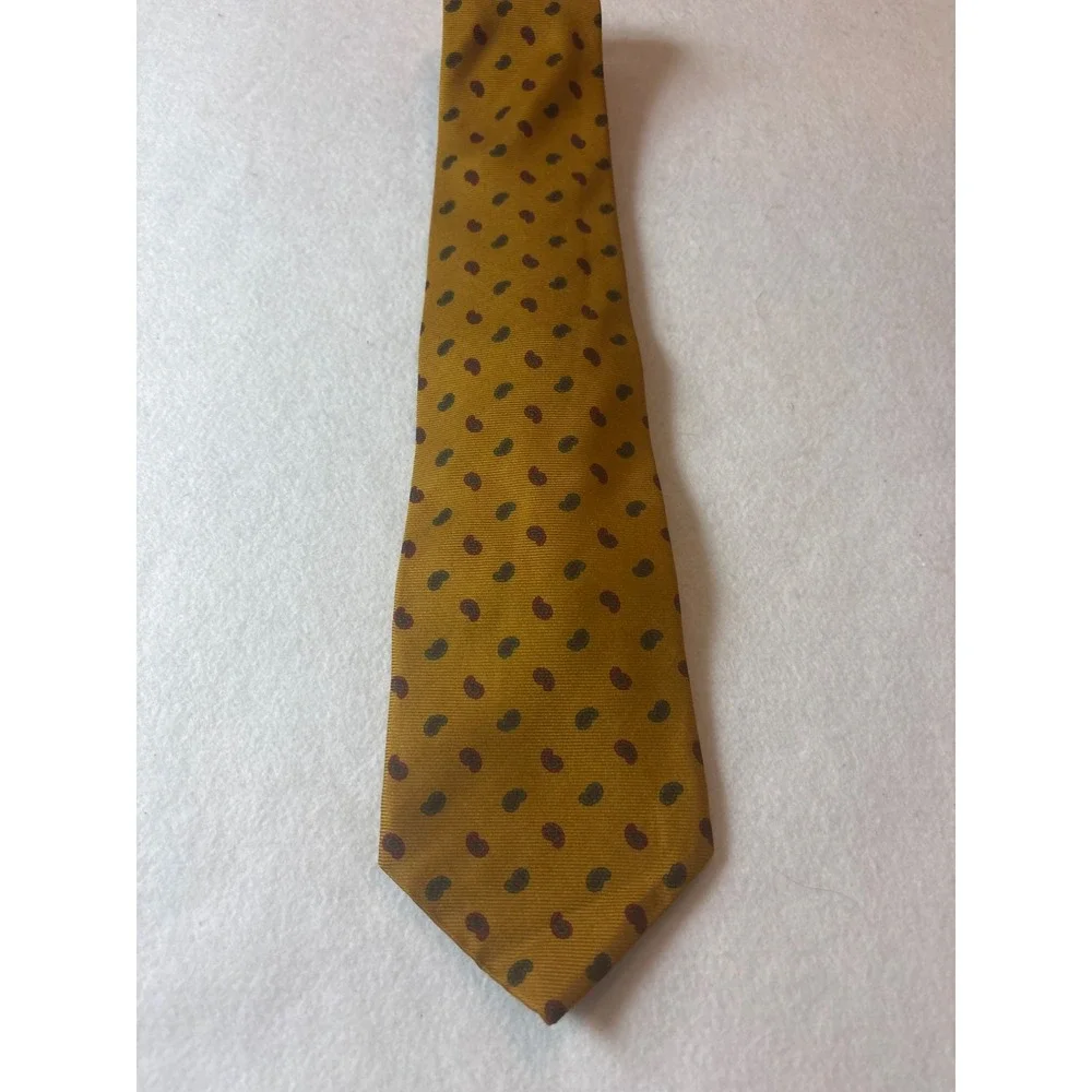 Brooks Brothers Silk Tie Mens OS Gold New Paisley Makers Printed In Italy USA